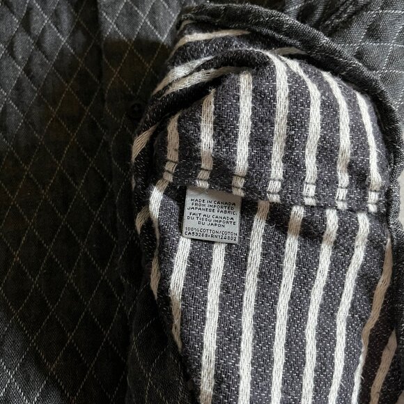 Naked & Famous Quilted Cotton Button Down Long Sleeve Shirt - Men's Size L Gray - Picture 5 of 9